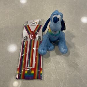 Disney Pride plush goofy rainbow and love suspenders Lgbtq collectible lot New